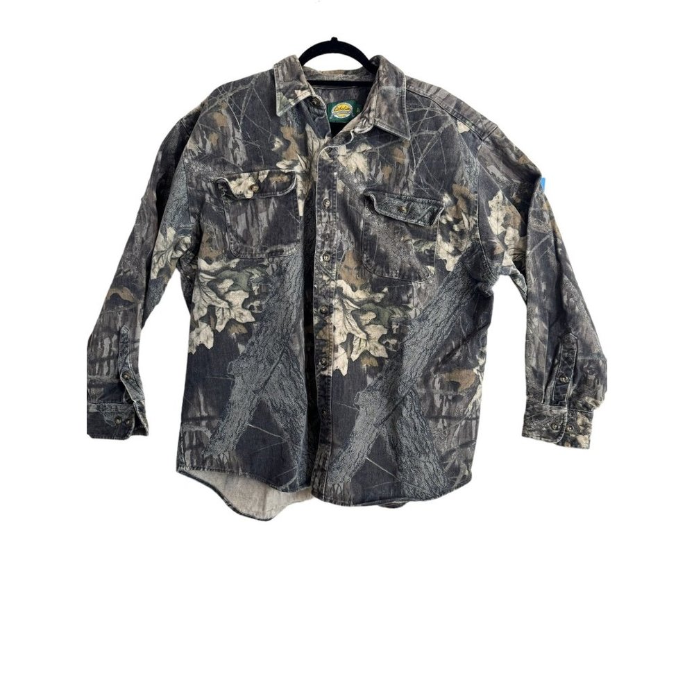 Vintage Cabelas Mossy Oak Outdoor Hunting Heavyweight Men's Shirt USA Made SzXL